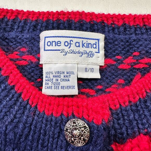 Vintage Kids Wool Cardigan by Shirley Lee | One of a Kind Folk Knit - Picture 5 of 5